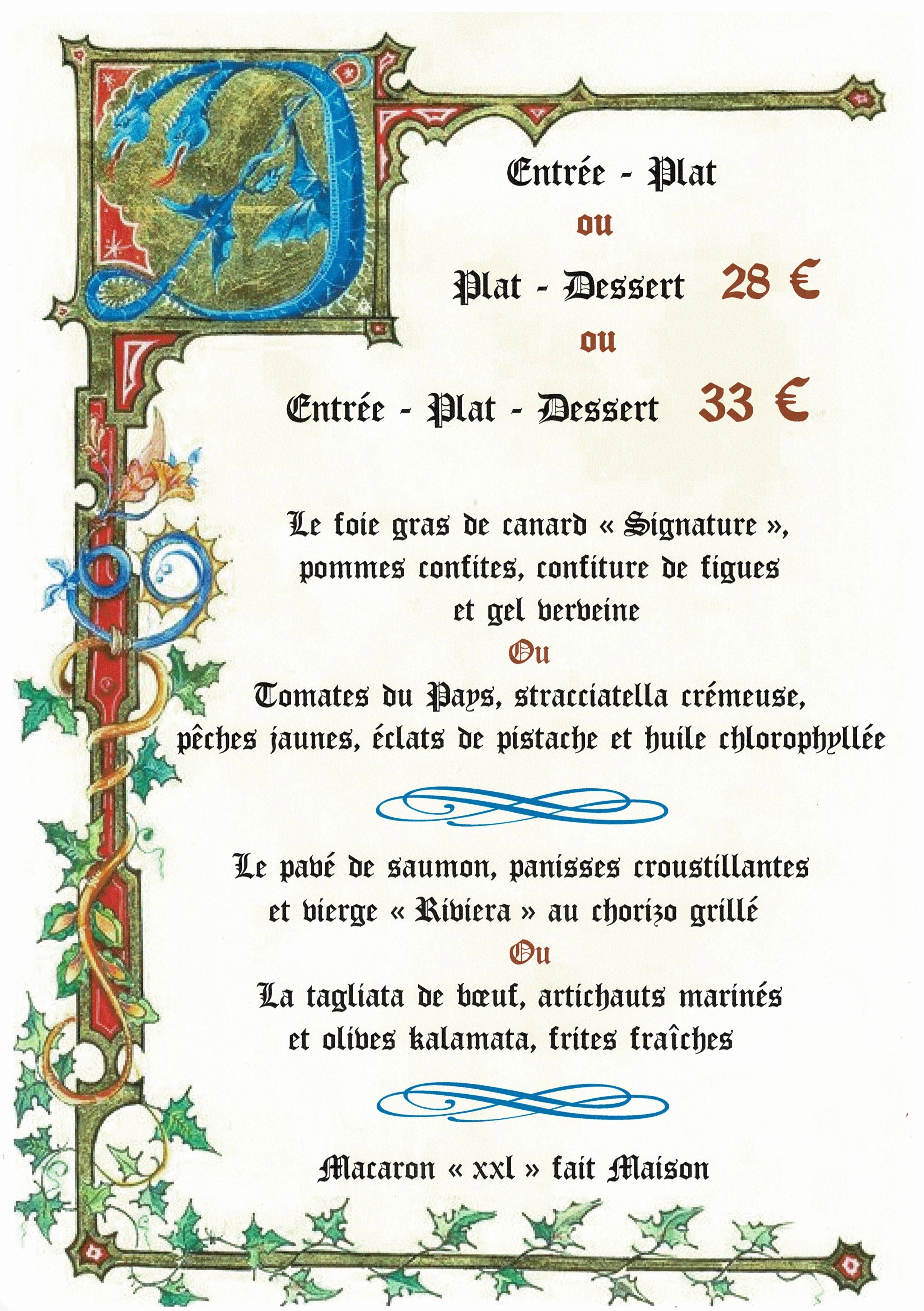 Menu gastronomique avec foie gras, saumon, et jarret de porc &ndash; Menu &agrave; 33&euro; ou entr&eacute;e-plat &agrave; 28&euro;